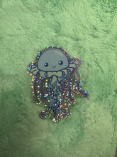 Load image into Gallery viewer, Glitter Blue Jellyfish Sticker
