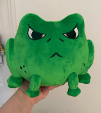 Load image into Gallery viewer, Green frog with angry expression. He has a rather large butt for comedic effect. 
